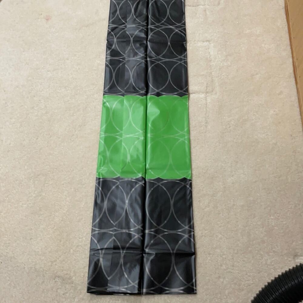 Vinyl shower curtain black green circle design NWT